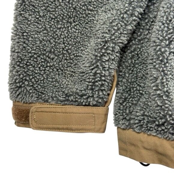 Mountain Khakis Fourteener Fleece Jacket Men XL Elbow Patches Sherpa Canvas Gray - Picture 2 of 14